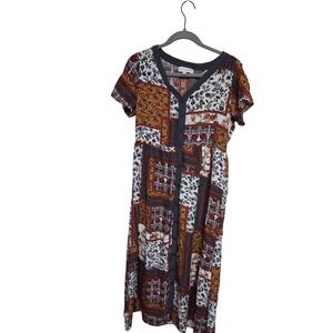 Piper &‎ Scoot Women's M Medium Patchwork Floral Midi Dress Cottagecore Modest